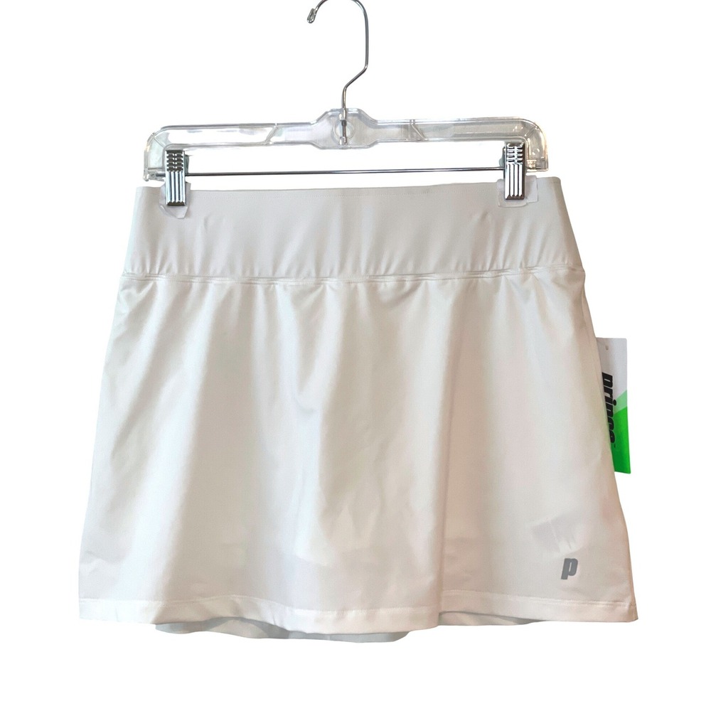 Prince Tennis Match Knit Skort Womens M White Wicking Activewear Golf Sporty NEW
